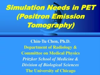 Simulation Needs in PET (Positron Emission Tomography)