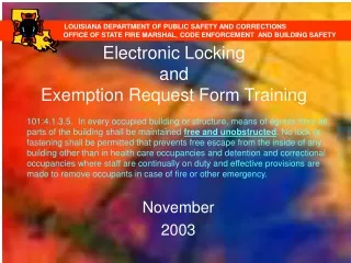 Electronic Locking  and   Exemption Request Form Training