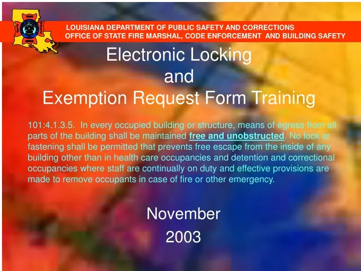 electronic locking and exemption request form training