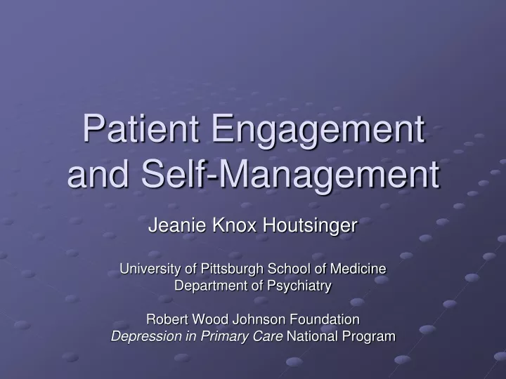 patient engagement and self management
