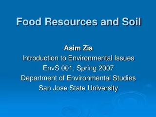 Food Resources and Soil