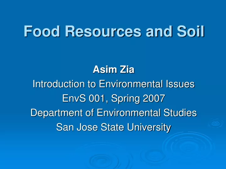food resources and soil