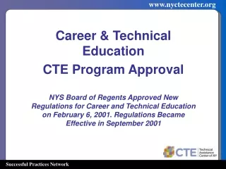 Career &amp; Technical Education CTE Program Approval