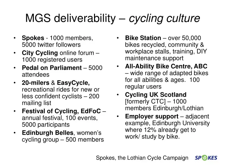mgs deliverability cycling culture