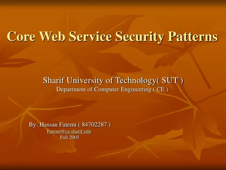 core web service security patterns