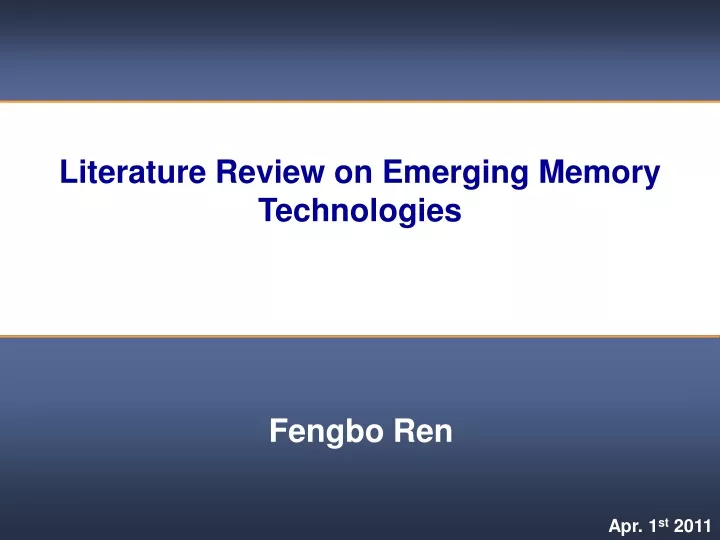 literature review on emerging memory technologies