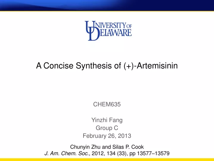 a concise synthesis of artemisinin