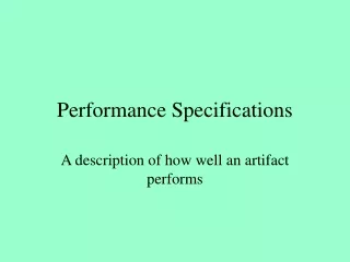 Performance Specifications
