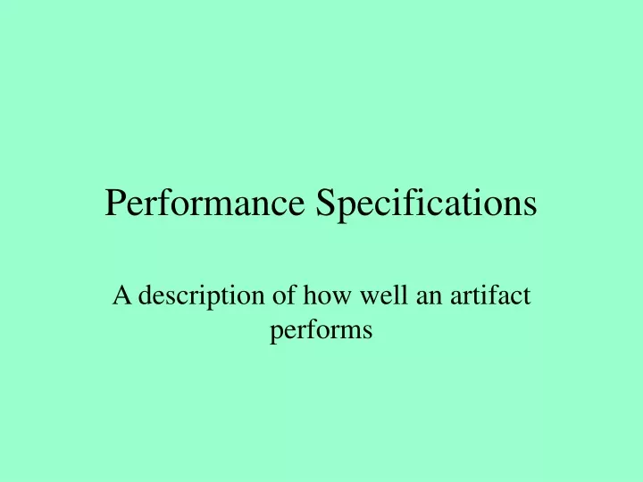 performance specifications
