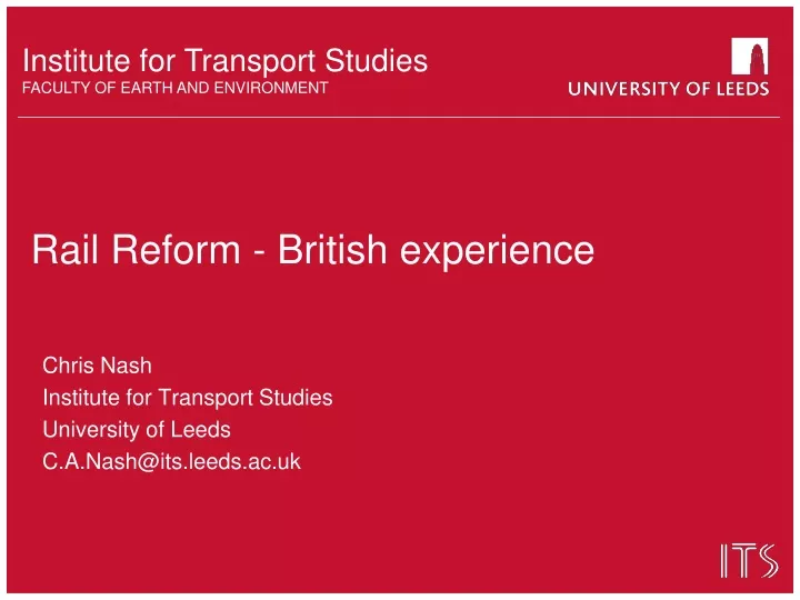 rail reform british experience