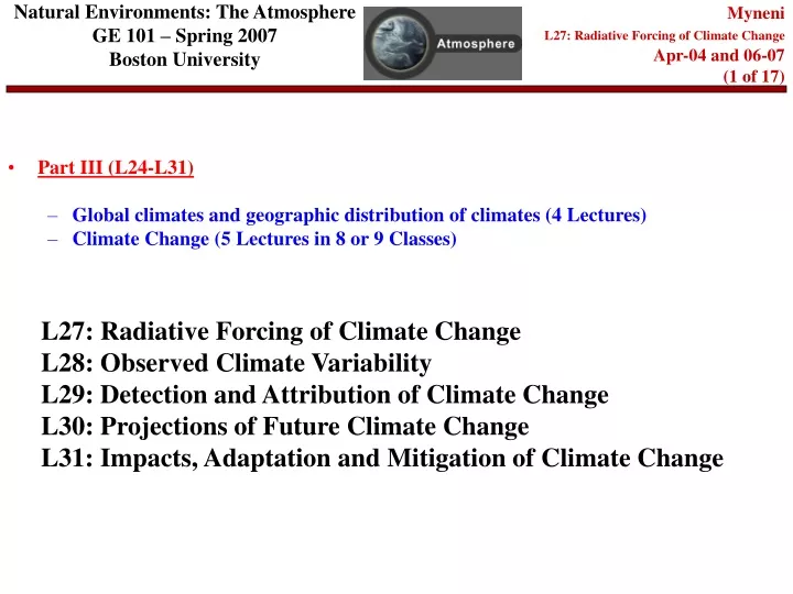 myneni l27 radiative forcing of climate change