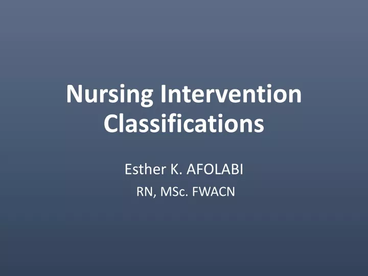 nursing intervention classifications