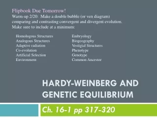 HARDY-WEINBERG and  GENETIC EQUILIBRIUM