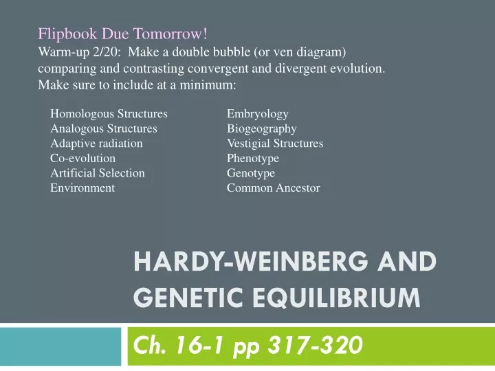 hardy weinberg and genetic equilibrium