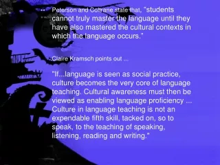What are the implications for primary? If cultural awareness needs to be an integral