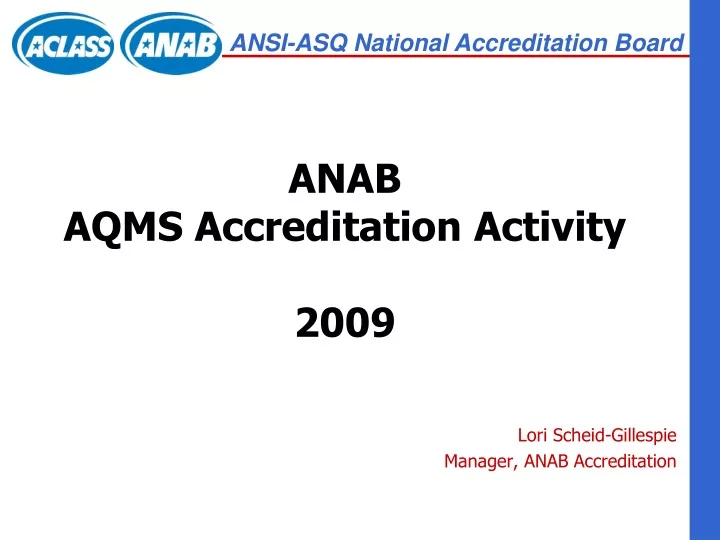 anab aqms accreditation activity 2009