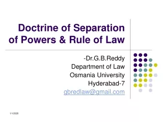 Doctrine of Separation of Powers &amp; Rule of Law