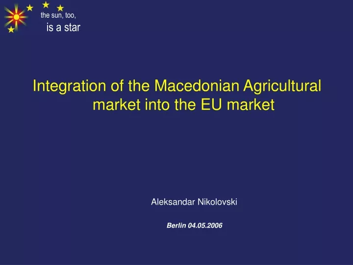 integration of the macedonian a gricultural