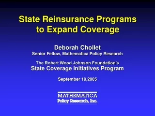 State Reinsurance Programs to Expand Coverage