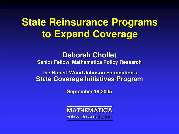 state reinsurance programs to expand coverage