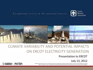 CLIMATE  Variability and Potential Impacts on ERCOT Electricity Generation