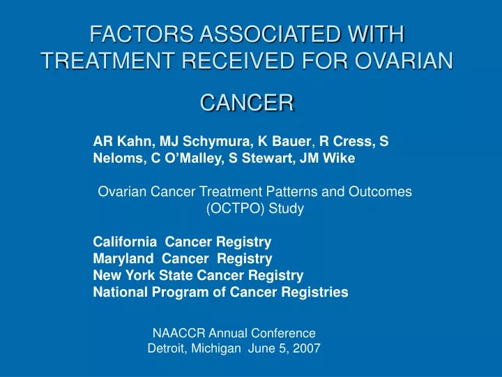 factors associated with treatment received for ovarian cancer