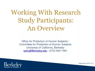 Working With Research Study Participants:  An Overview