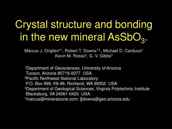 crystal structure and bonding in the new mineral