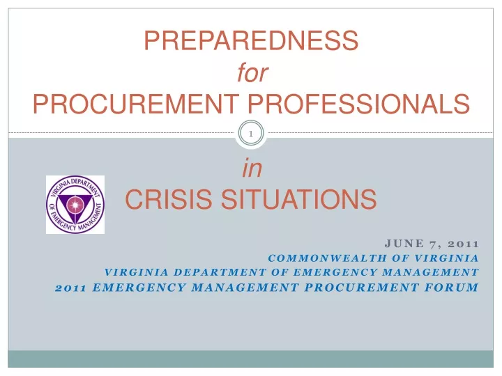 preparedness for procurement professionals in crisis situations