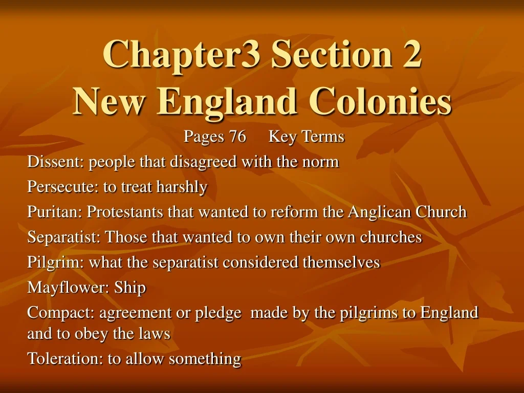 PPT - Chapter3 Section 2 New England Colonies PowerPoint Presentation ...