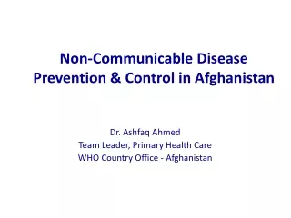 Non-Communicable Disease Prevention &amp; Control in Afghanistan