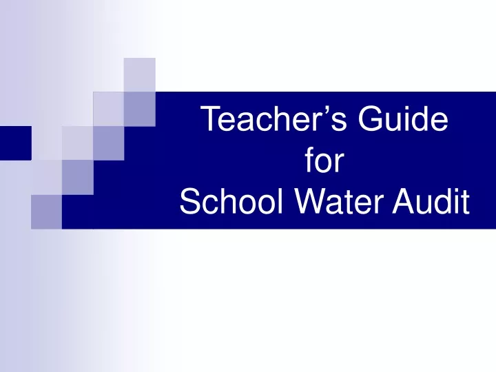 teacher s guide for school water audit