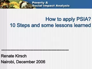 How to apply PSIA?  10 Steps and some lessons learned