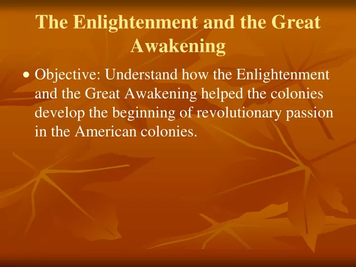 the enlightenment and the great awakening