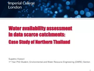 Water availability assessment in data scarce catchments: Case Study of Northern Thailand