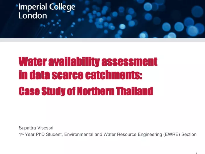 water availability assessment in data scarce catchments case study of northern thailand