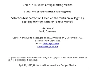 2nd. STATA  Users Group  Meeting  Mexico Discussion of user-written  Stata  programs