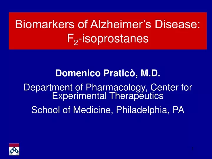 biomarkers of alzheimer s disease f 2 isoprostanes