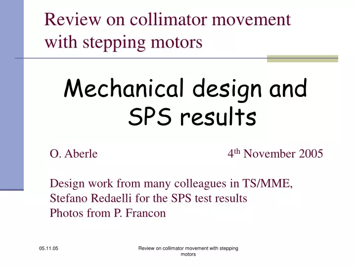 review on collimator movement with stepping motors