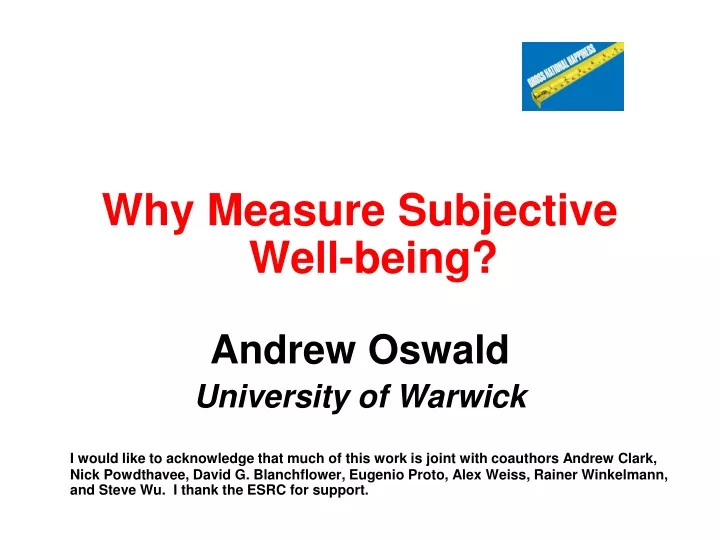 why measure subjective well being andrew oswald