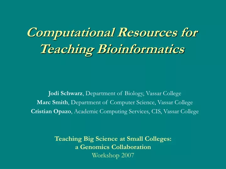 computational resources for teaching bioinformatics