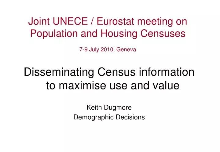 joint unece eurostat meeting on population and housing censuses 7 9 july 2010 geneva