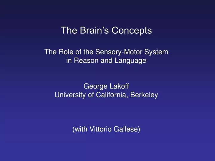 the brain s concepts the role of the sensory