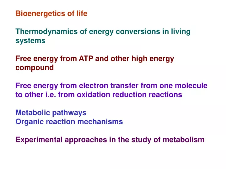 bioenergetics of life thermodynamics of energy