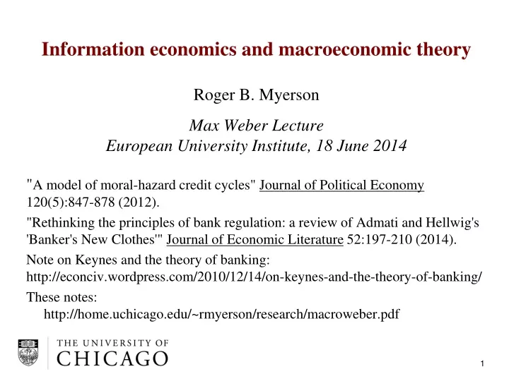 information economics and macroeconomic theory