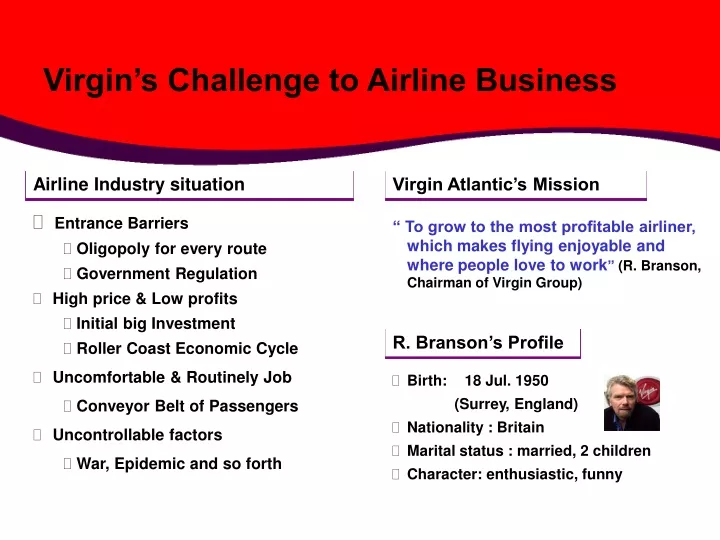 virgin s challenge to airline business