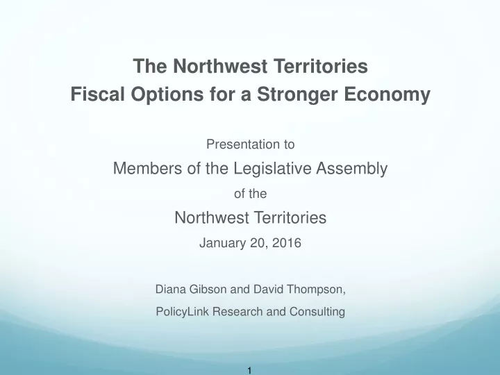 the northwest territories fiscal options