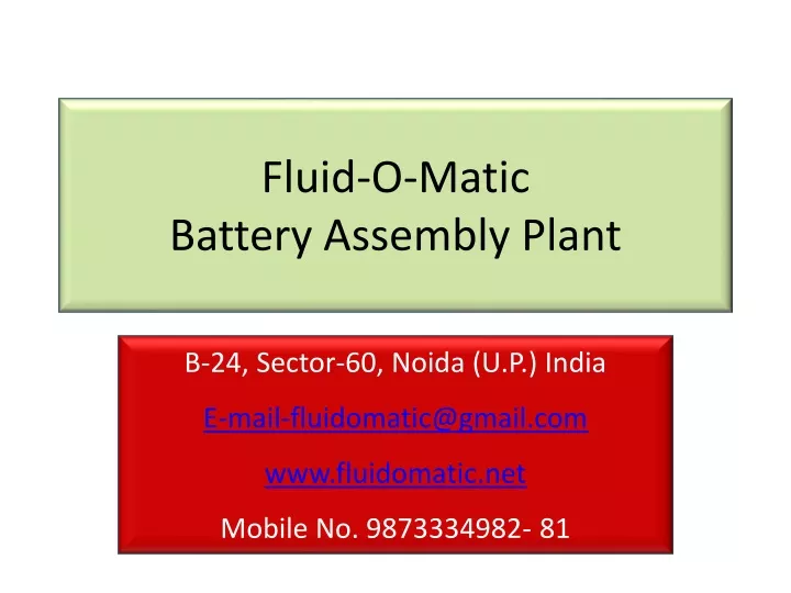 fluid o matic battery assembly plant