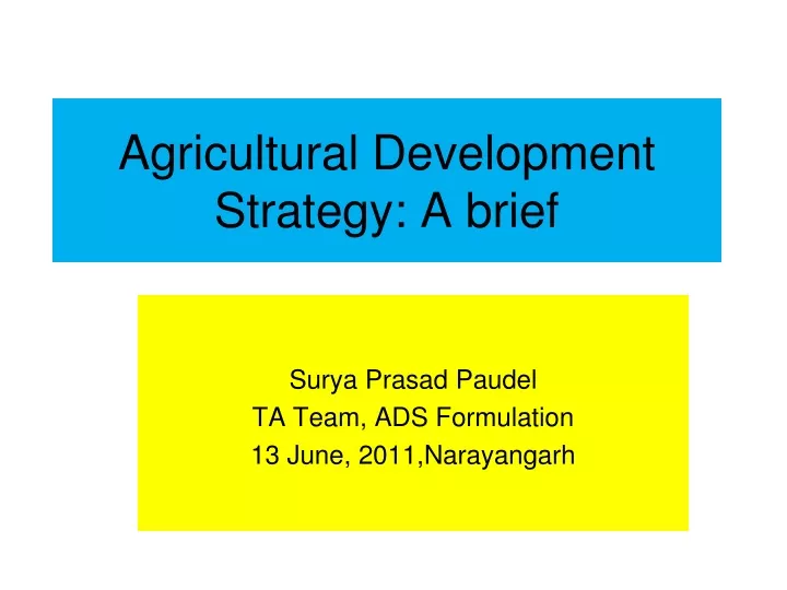 agricultural development strategy a brief