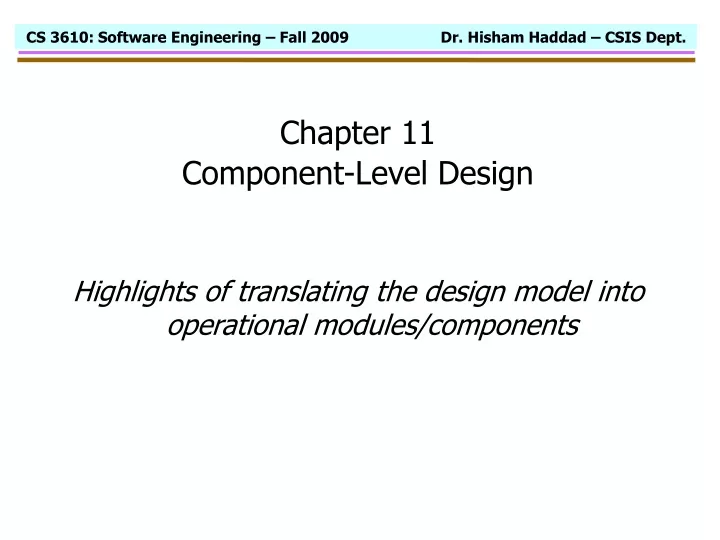chapter 11 component level design highlights